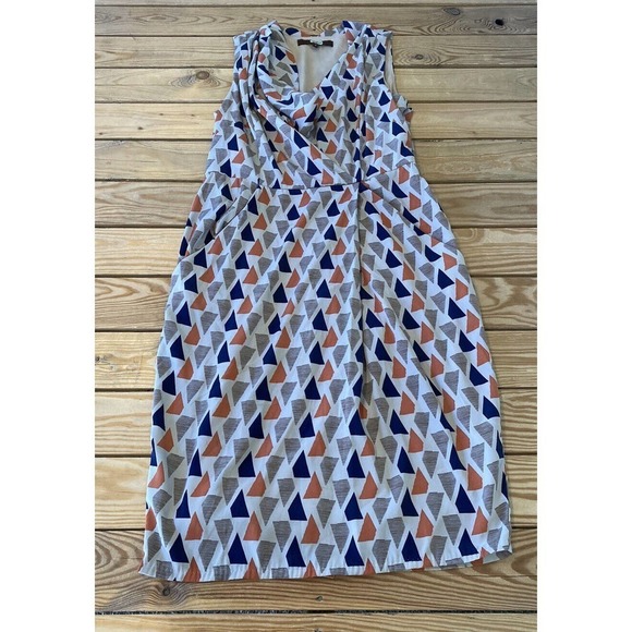Eva Franco Patterned Sleeveless Midi Dress Size 8 Women’s Orange Tan - Picture 1 of 7